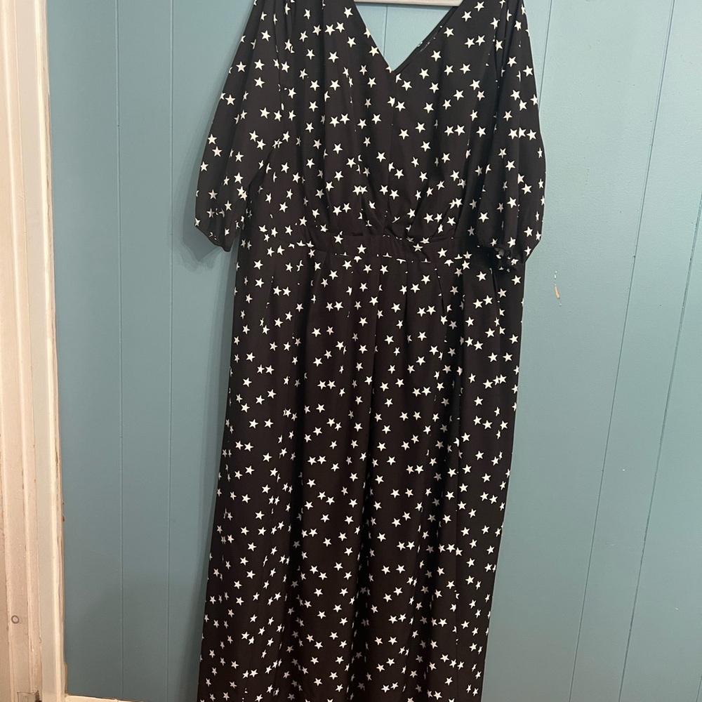 eShakti Black Star Pattern Long Sleeve Dress